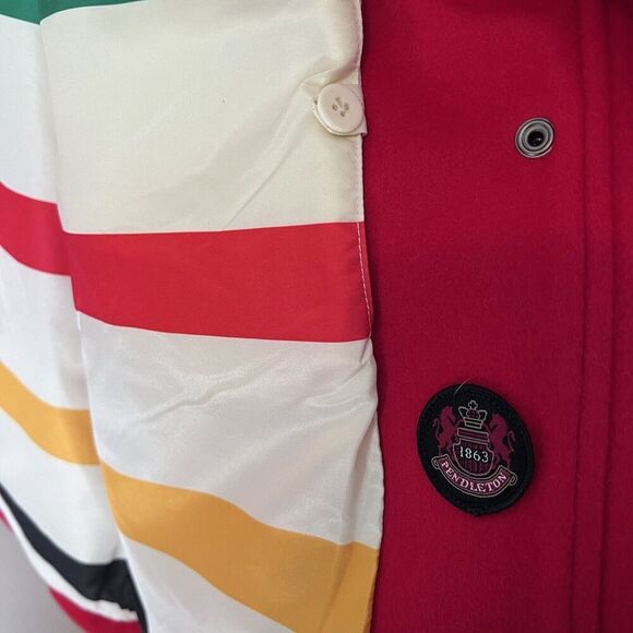 NWT Women Pendleton Cascade Wool Coat - Red button zip peacoat jacket, Size M - Picture 6 of 10